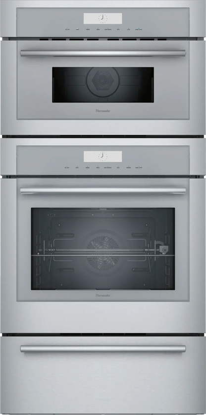 Thermador 30" Masterpiece Series Triple Combo Smart Electric Wall Oven, 8.6 cu. ft., 16 Cooking Modes, Meat Probe, Warming Drawer - MEDMCW31WS