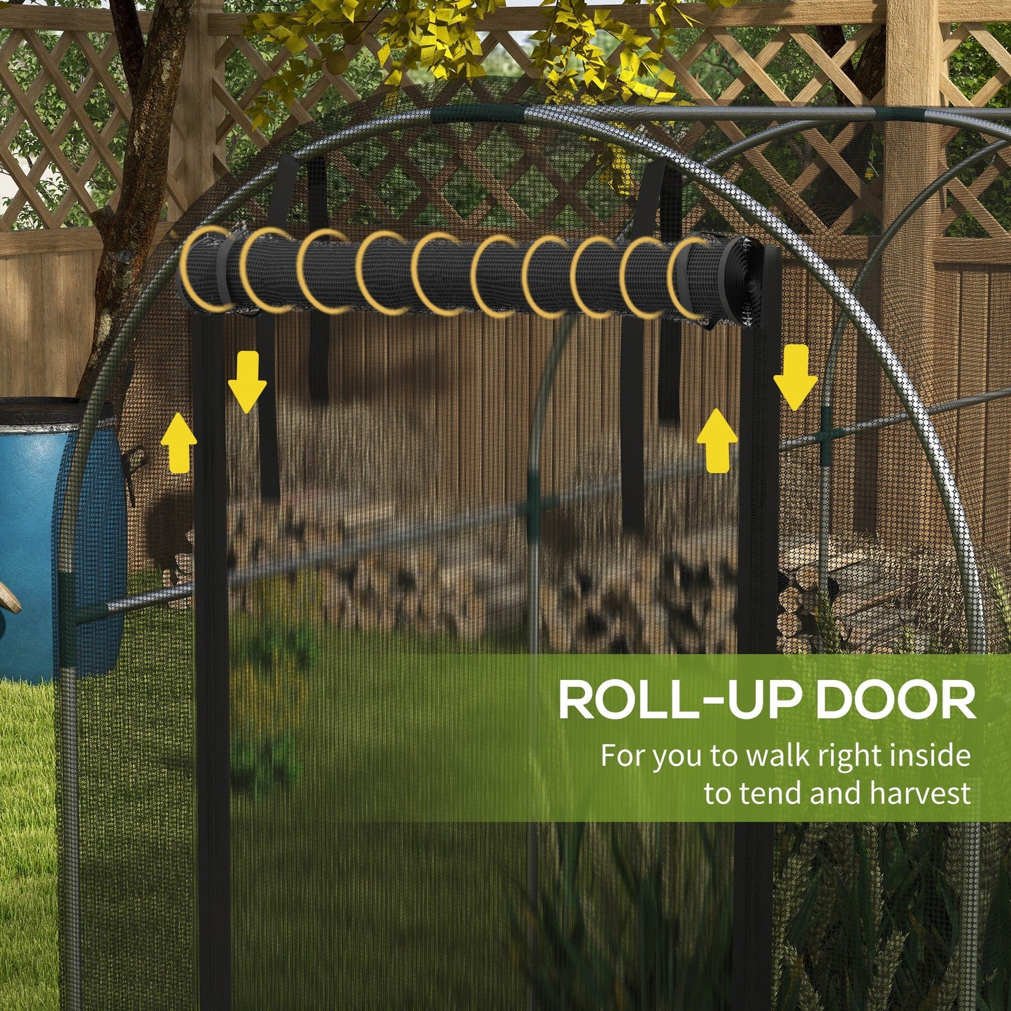 4' x 12' Crop Cage Plant Protection Tent with Zipper, Plant Outdoor Cage for Garden, Yard, Lawn, Black