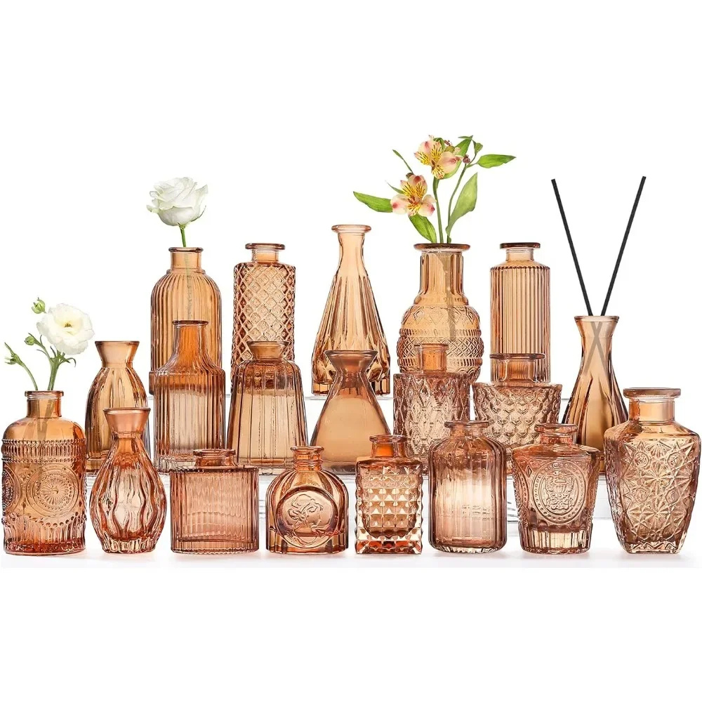 Amber Glow Mini Bud Vase Set