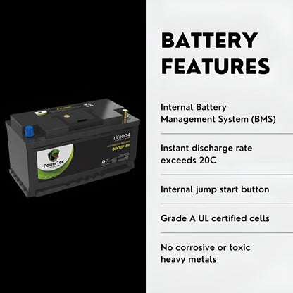 PowerTex 2016 BMW X6 Car Battery BCI Group 49 / H8 Replacement Lithium LiFePO4 Automotive Battery