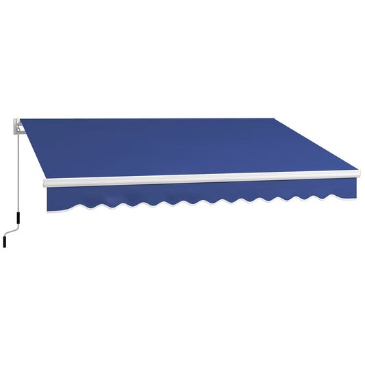13' x 8' Manual Retractable Sun Shade w/UV Protection & Easy Crank, Dark Blue