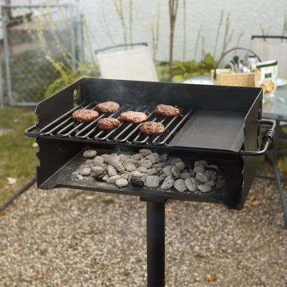 Pilot Rock Jumbo Park Style Steel Outdoor BBQ Charcoal Grill and Post, 2 Pack - 415881