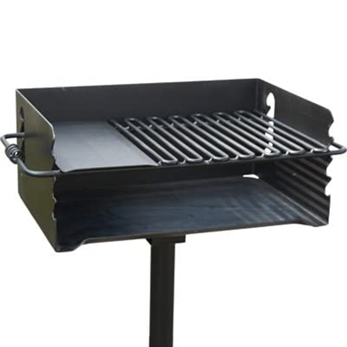 Pilot Rock Jumbo Park Style Steel Outdoor BBQ Charcoal Grill and Post, 2 Pack - 415881