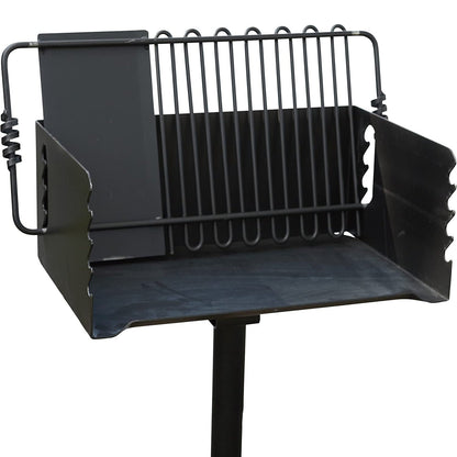 Pilot Rock Jumbo Park Style Steel Outdoor BBQ Charcoal Grill and Post, 2 Pack - 415881