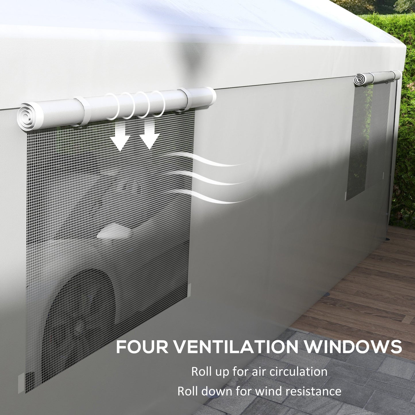 10' x 20' Heavy Duty Portable Garage with 4 Mesh Windows & 2 Doors, White - 84C-523V00WT