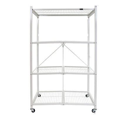 Origami 4-Pack R5-06W 4-Wheel 4-Shelf Folding Steel Wire Shelving Storage, White - 415205