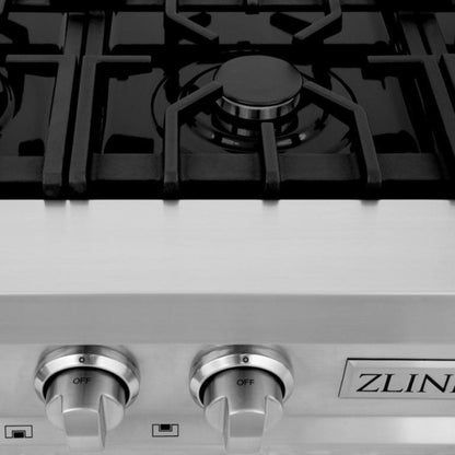 ZLINE Kitchen Appliance Package with 36 in. Stainless Steel Rangetop and 30 in. Double Wall Oven, 2KP-RTAWD36